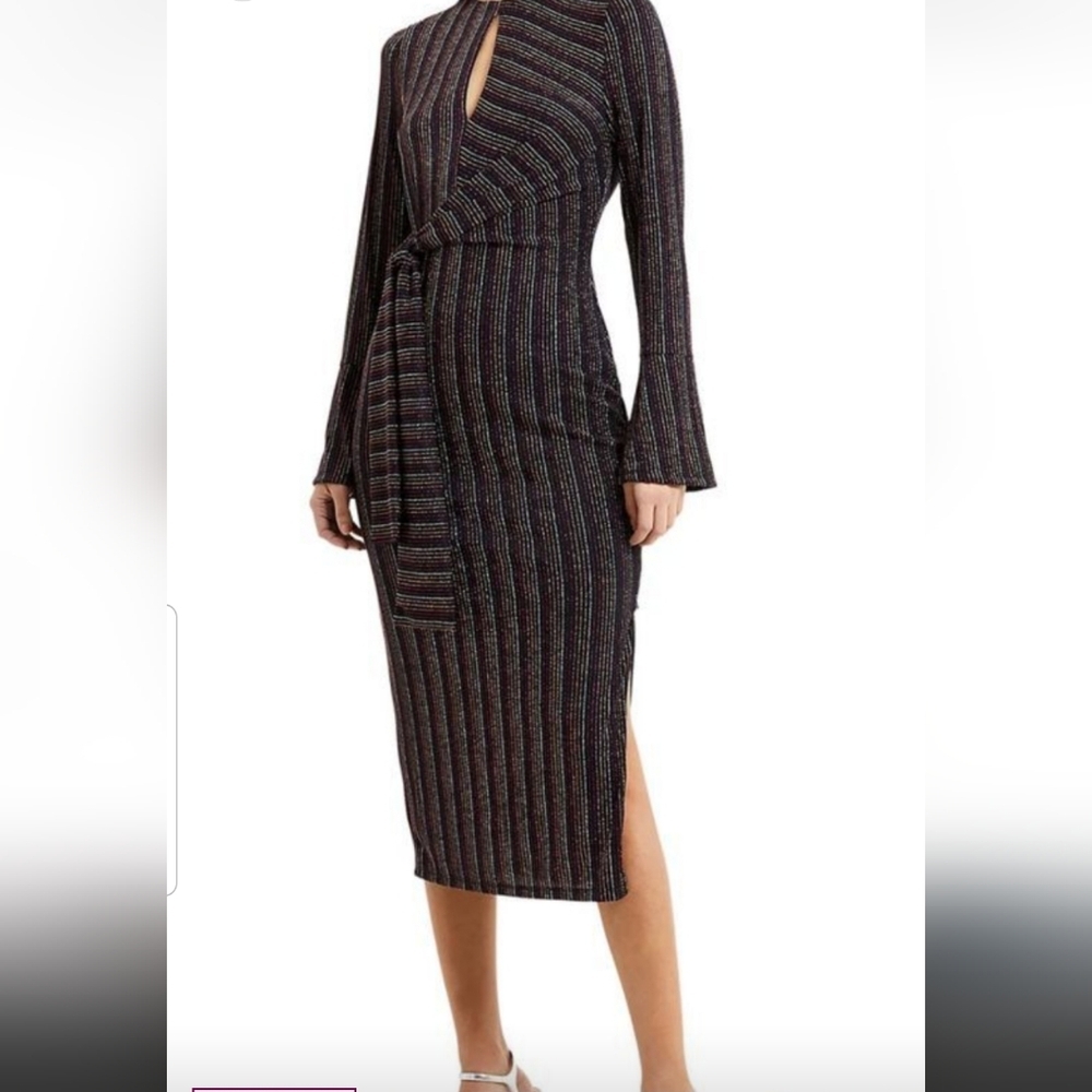 French Connection Paula Keyhole Dress Bodycon Shimmer XS NWT